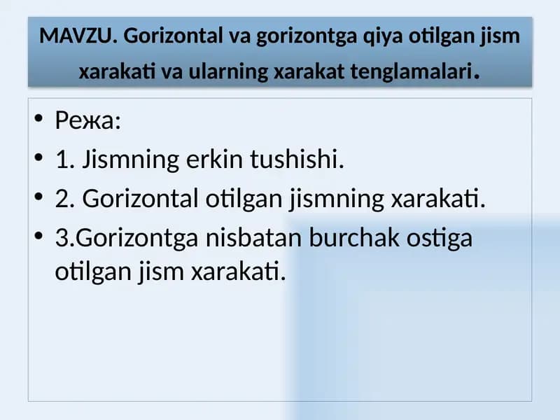 Jismlarning erkintushi