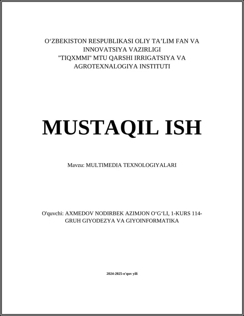 Multimediya Texnologiyalari