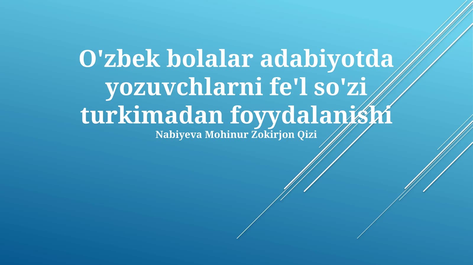 O'zbek Adabiyotida Fe'l Shakillari