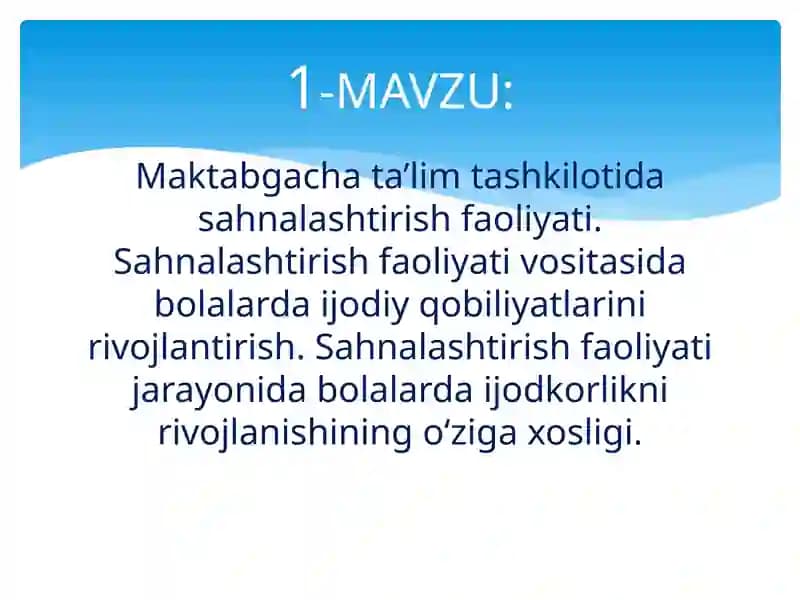 Sahnalashtirish faoliyati