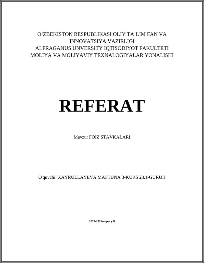 FOIZ STAVKALARI