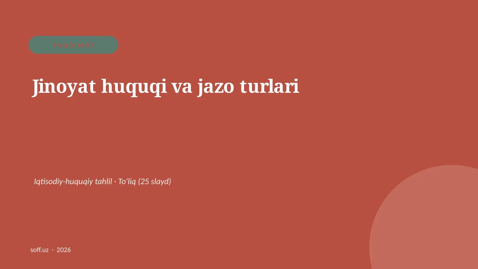 Jinoyat huquqi va jazo turlari