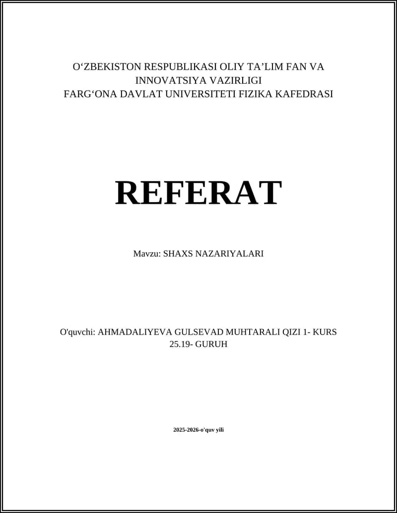 SHAXS NAZARIYALARI