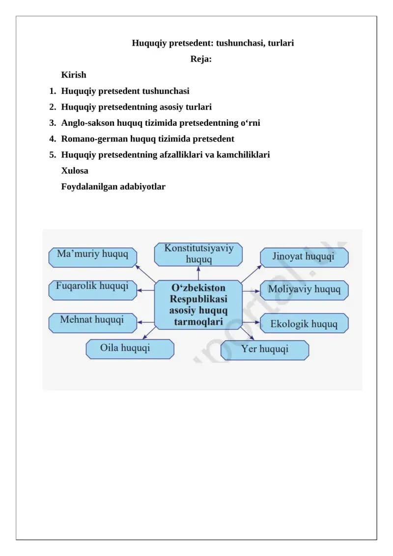 Huquqiy pretsedent: tushunchasi, turlari