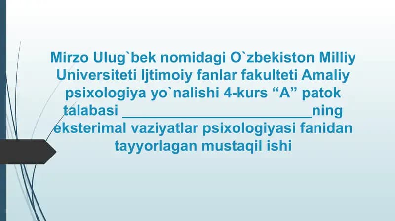 Stressli vaziyatlar rivojlanishining egrisi