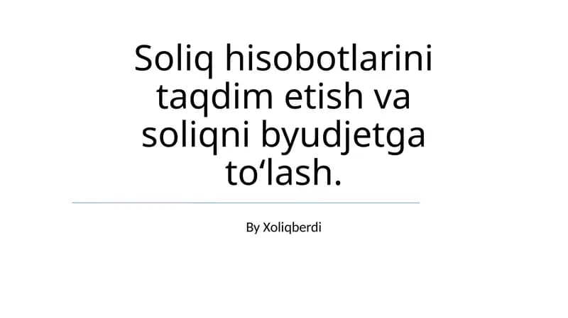Soliq to'lovlarini nazorat qilish