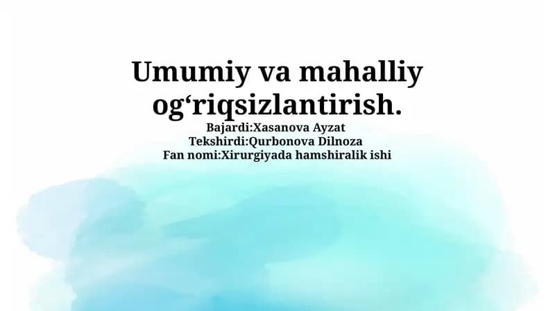 Xirurgiyada hamshiralik ishi