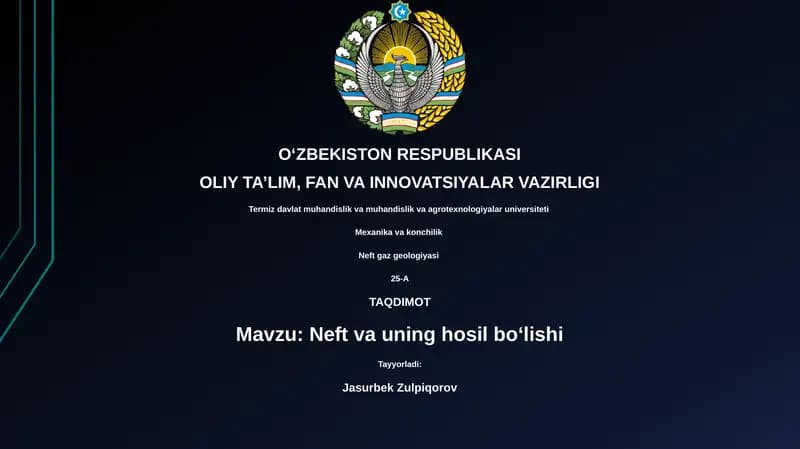 Neft va uning hosil boʻlishi