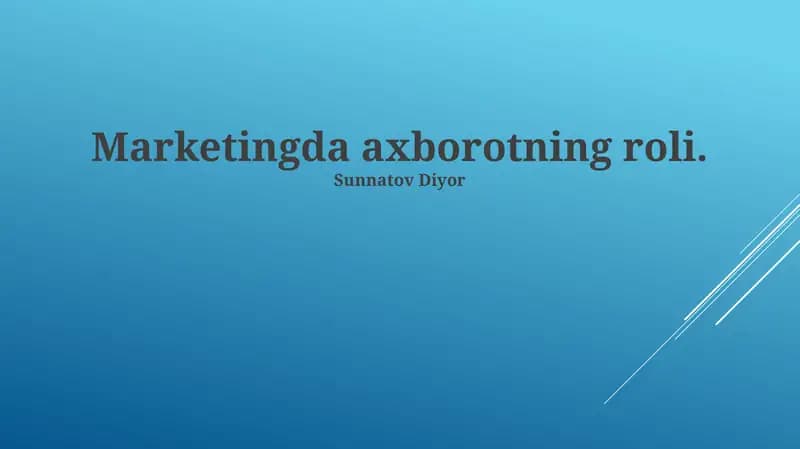 Marketingda axborotning roli