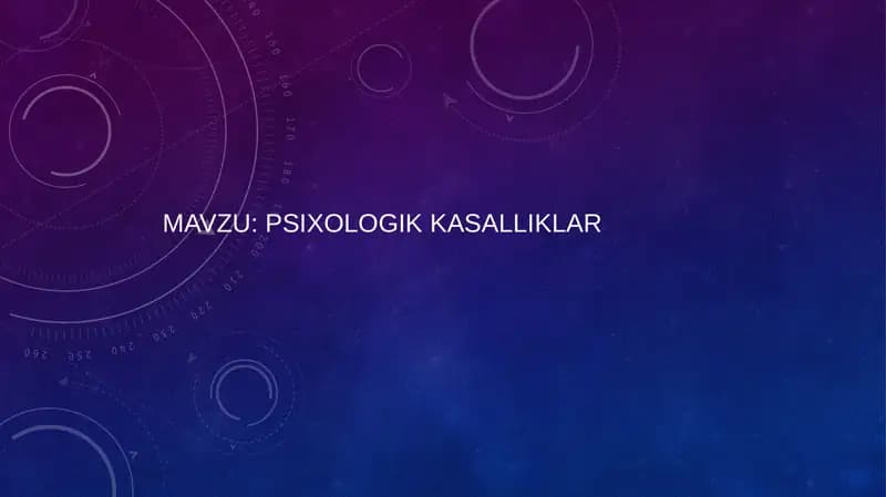 Ruhiy kasalliklar haqida tushuncha