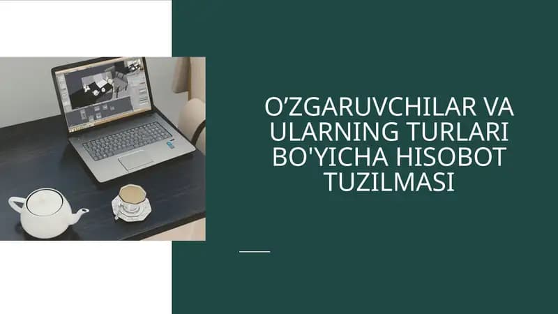 O’ZGARUVCHILAR VA ULARNING TURLARI BO'YICHA HISOBOT TUZILMASI