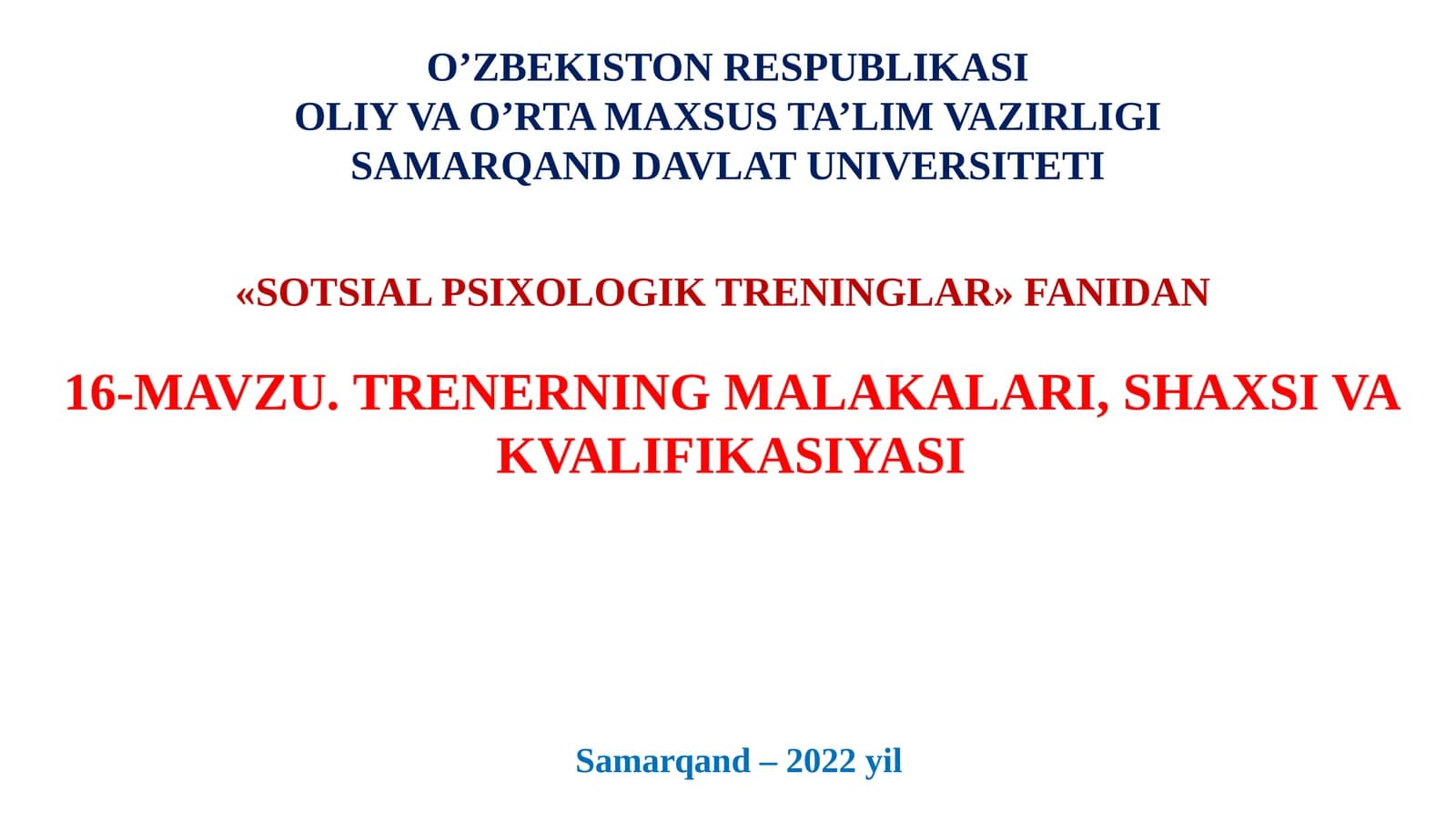 SOTSIAL PSIXOLOGIK TRENINGLAR