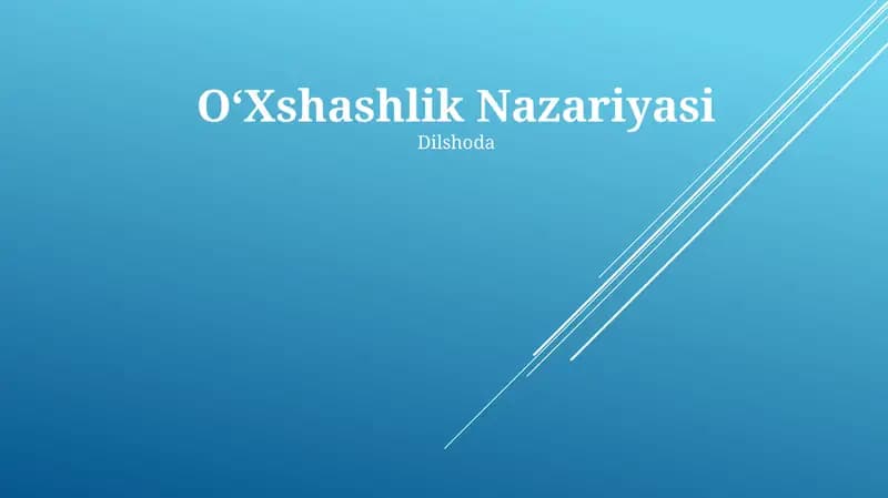 OʻXshashlik Nazariyasi