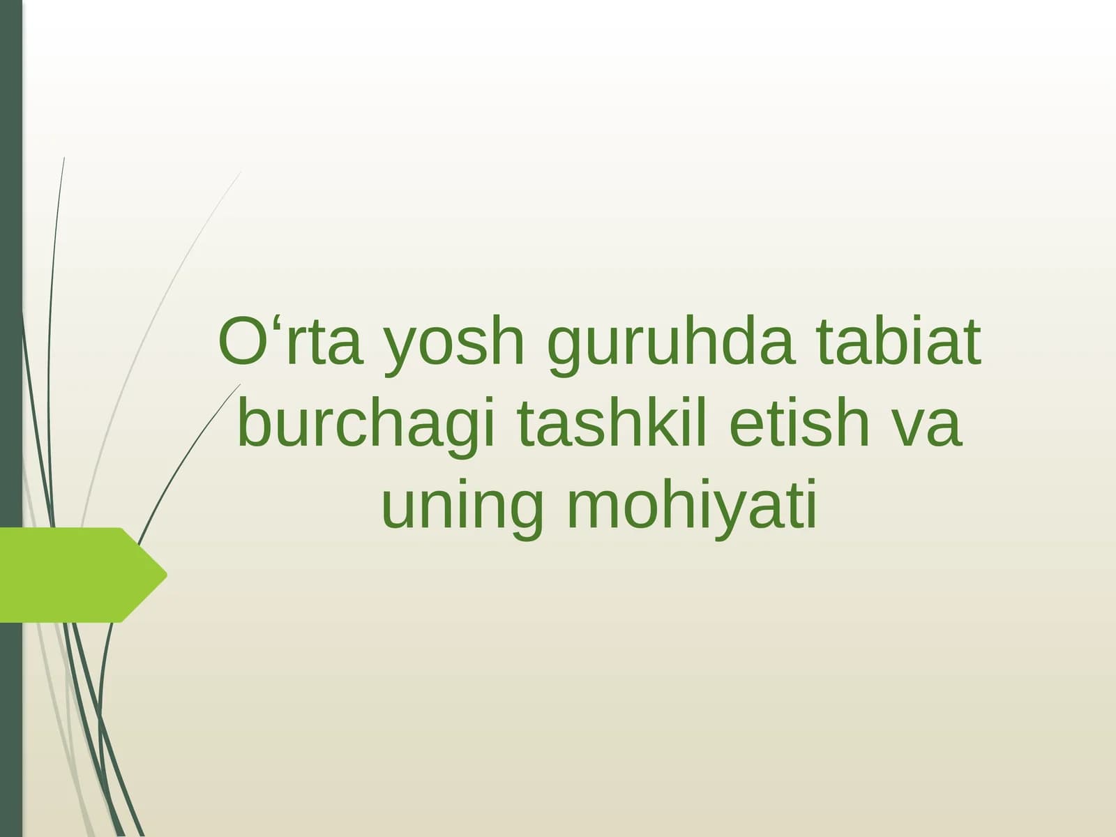 Tabiat burchagi tashkil etish va uning mohiyati