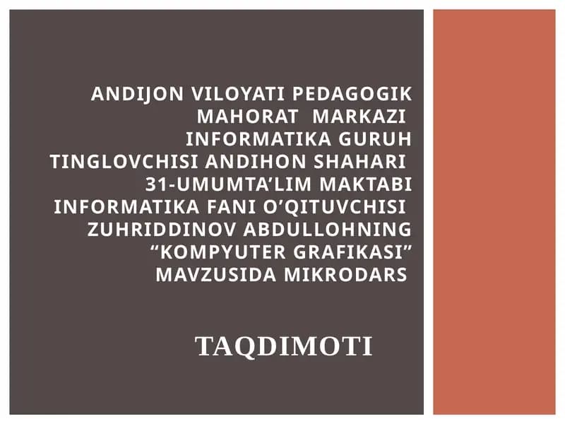 Kompyuter grafikasi tayyor taqdimot