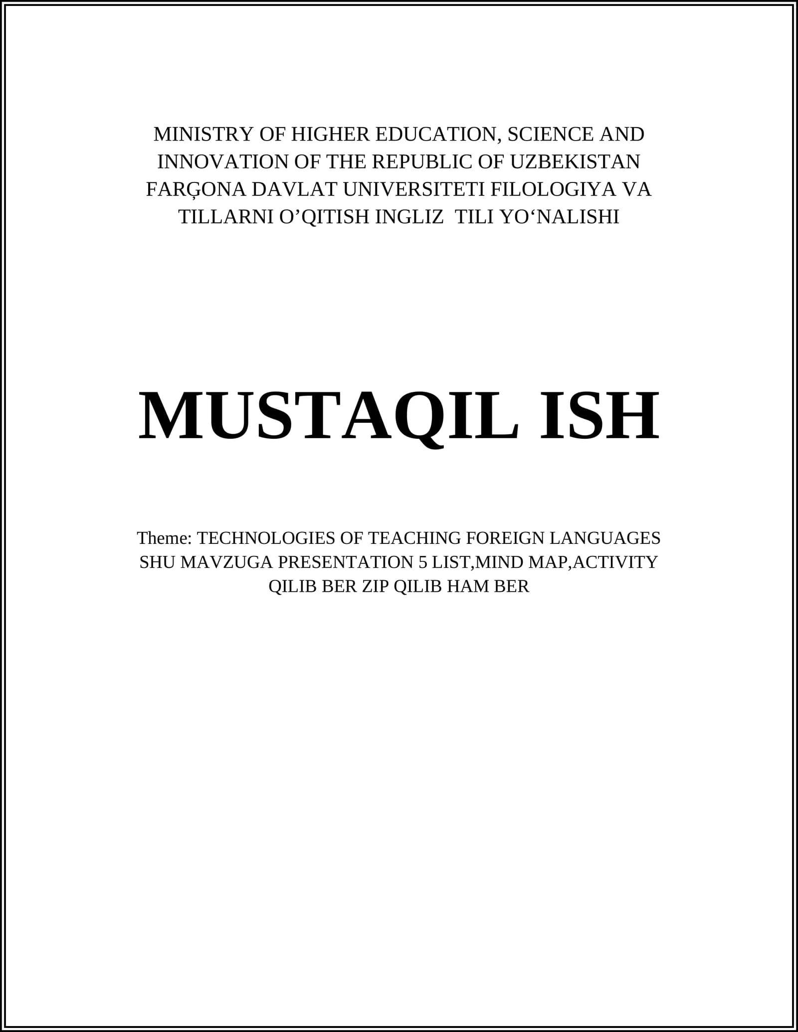 Technologiyalar Ingliz Tili O'qitishda