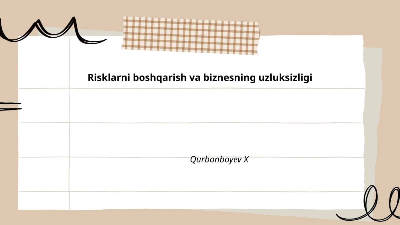 Risklarni boshqarish va biznesning uzluksizligi