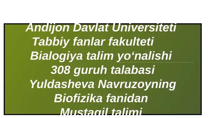Bialogiya va talimyoʻnalishi