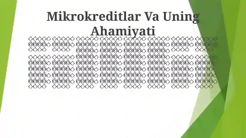 Mikrokreditlar Va Uning Ahamiyati