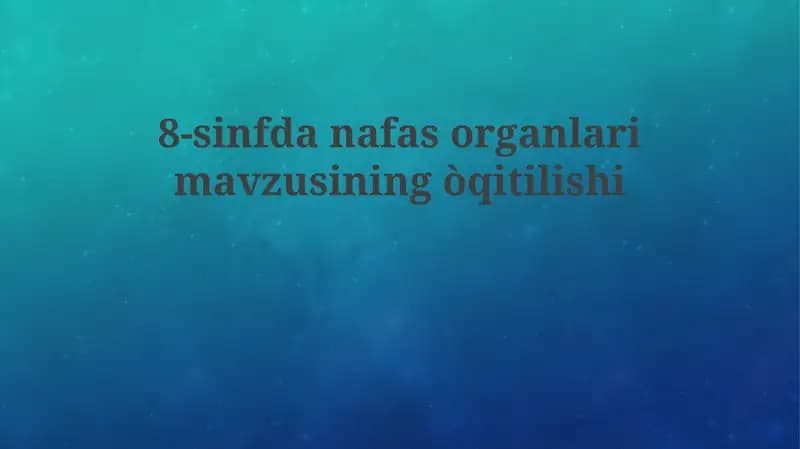 Nafas olish tizimi