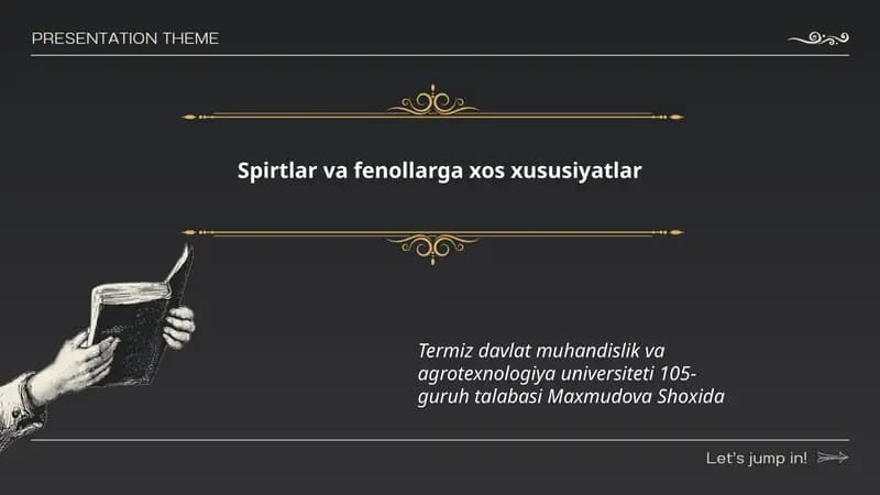 Spirtlar va fenollarga xos xususiyatlar