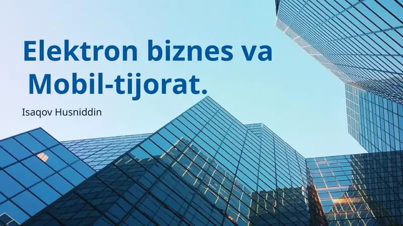 Elektron biznes va Mobil-tijorat