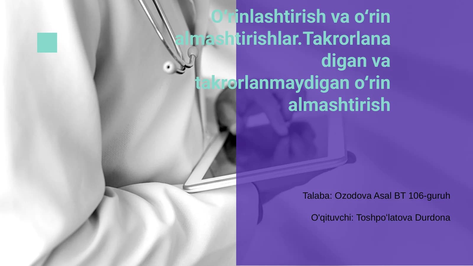 Oʻrinlashtirish va oʻrin almashtirishlar