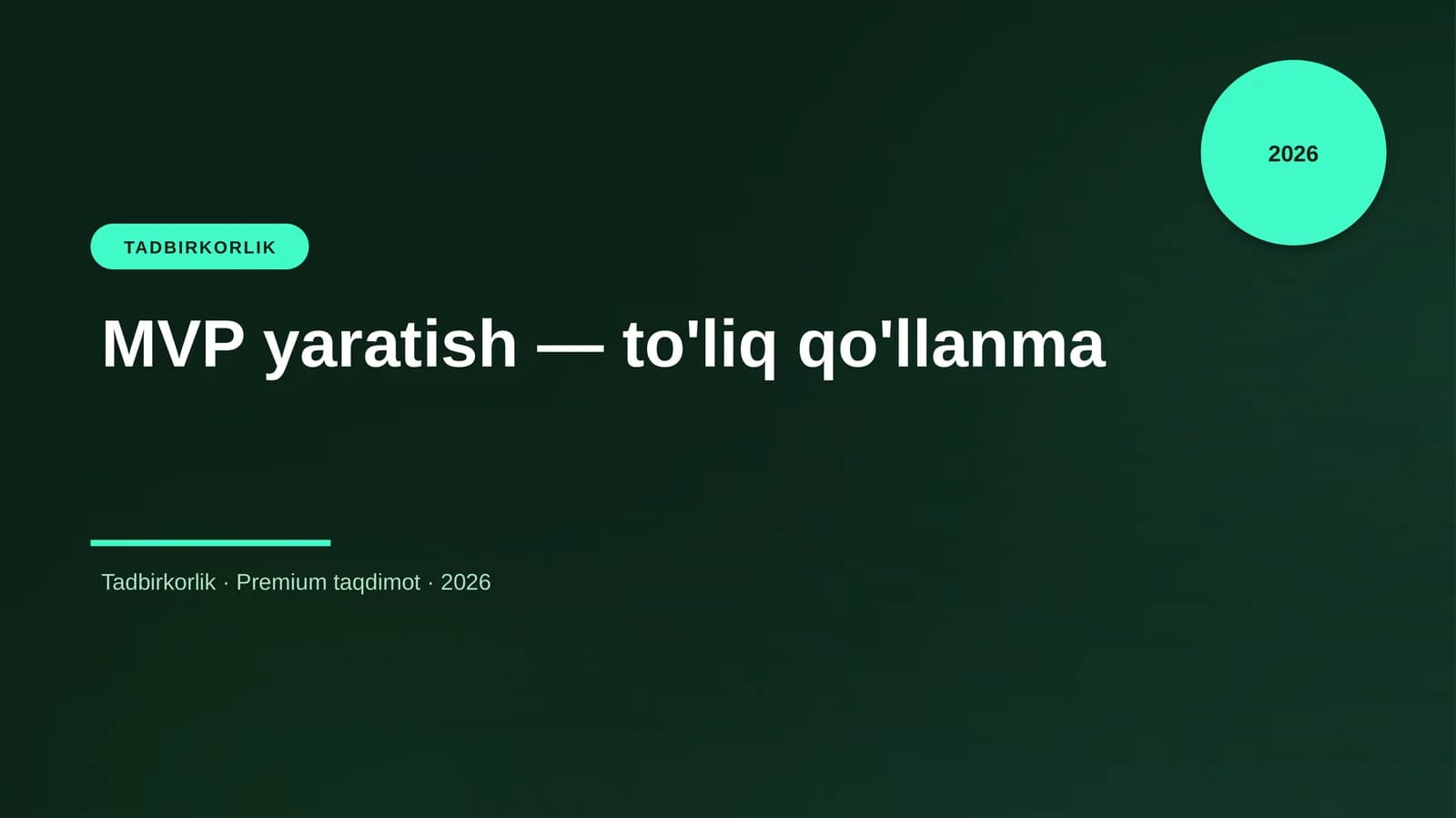 MVP yaratish — to'liq qo'llanma