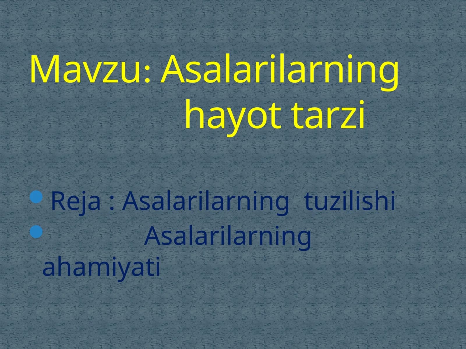 Asalarilarning hayot tarzi