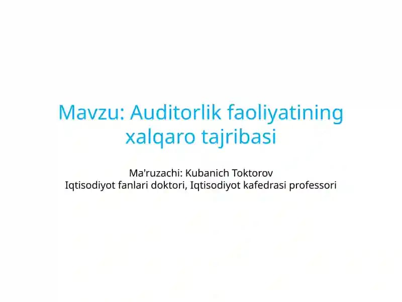 Auditorlik faoliyatining xalqaro tajribasi