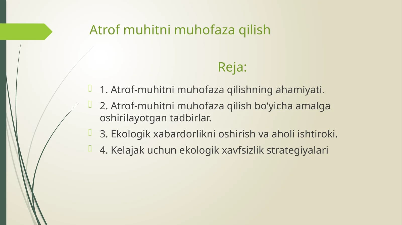 Atrof-muhitnimuhofazaqilish Reja