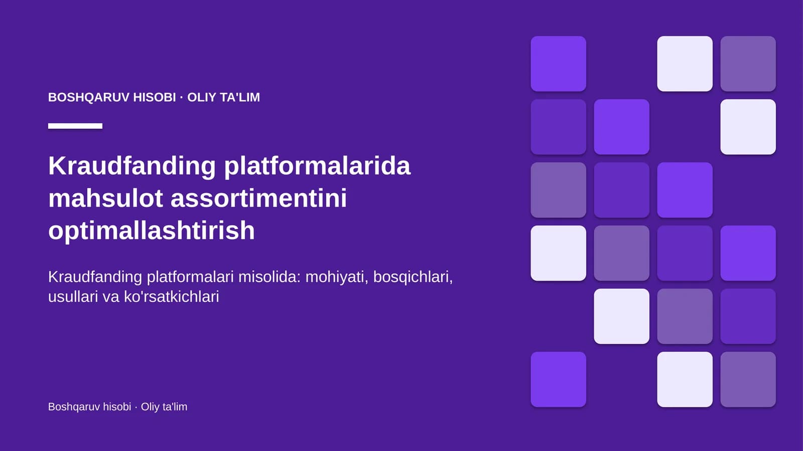 Kraudfanding platformalarida mahsulot assortimentini optimallashtirish