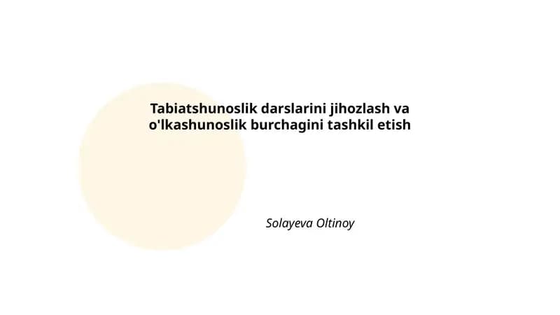 O'lkashunoslik burchagini loyihalash