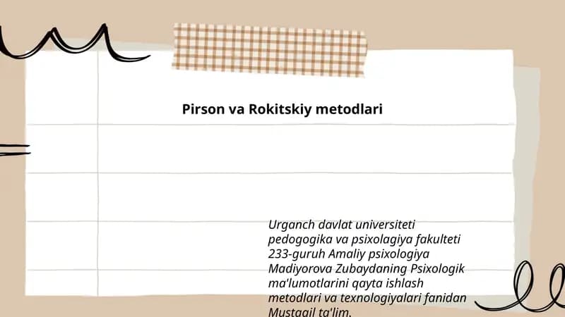 Pirson va Rokitskiy metodlari