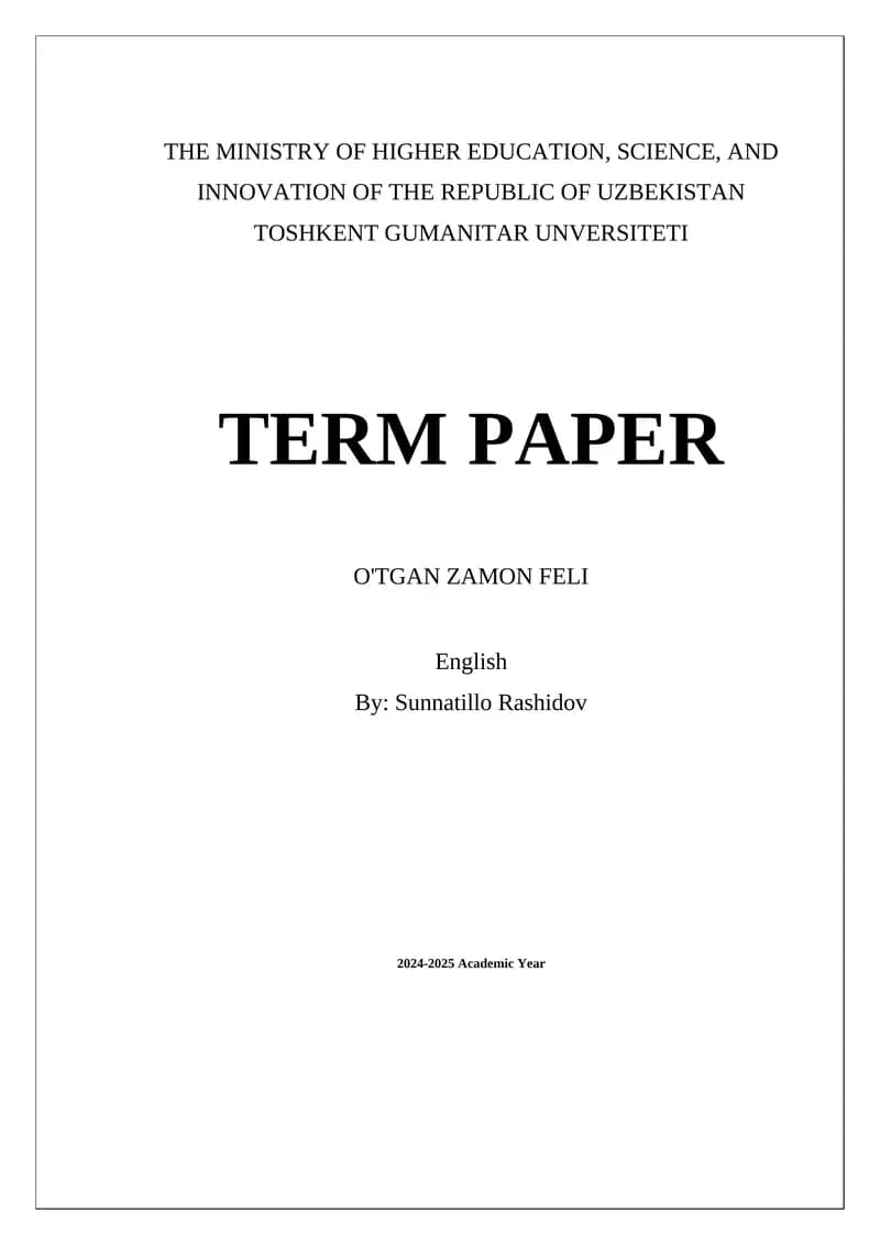 O'tgan Zamon Feli