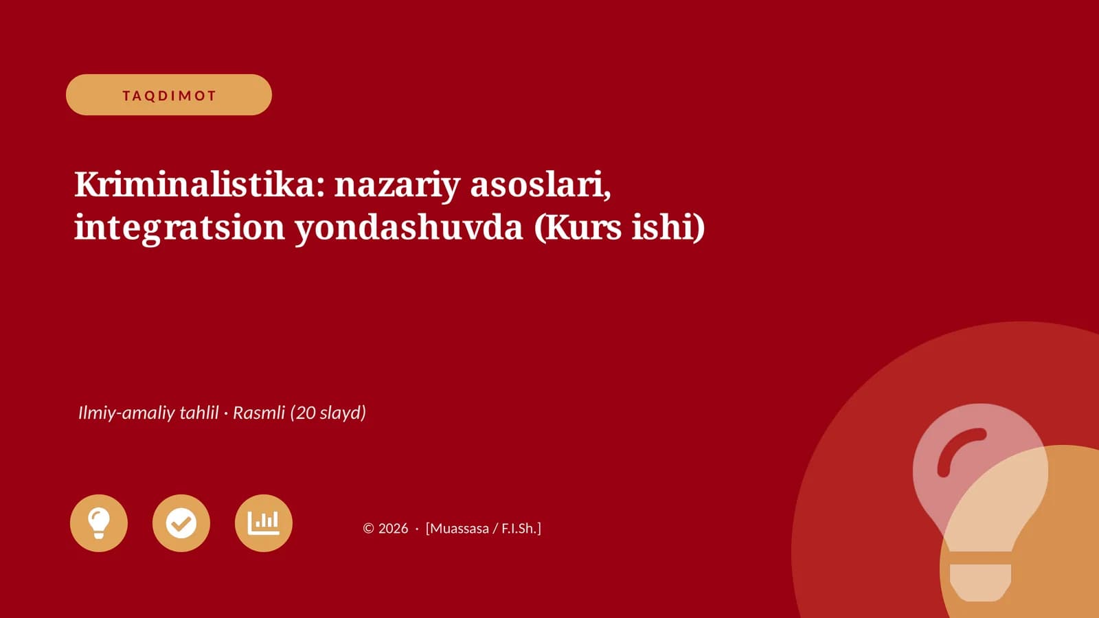 Kriminalistika: nazariy asoslari, integratsion yondashuvda (Kurs ishi)