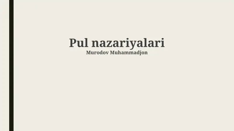 Pul nazariyalari