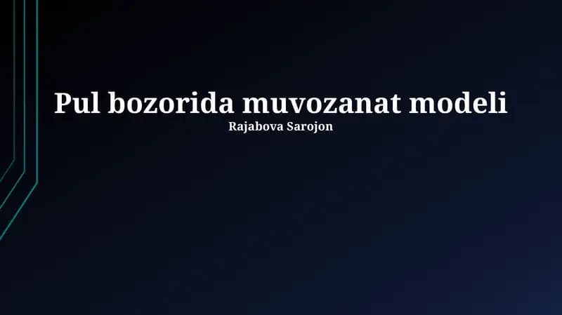 Pul bozorida muvozanat modeli