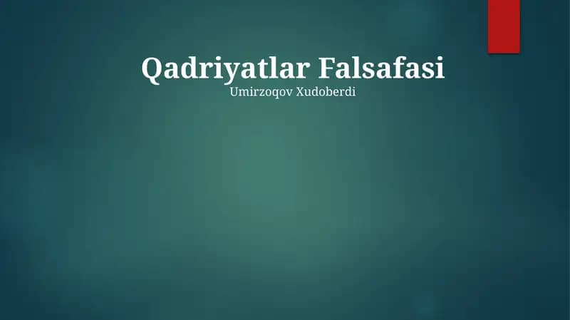 Qadriyatlar Falsafasi