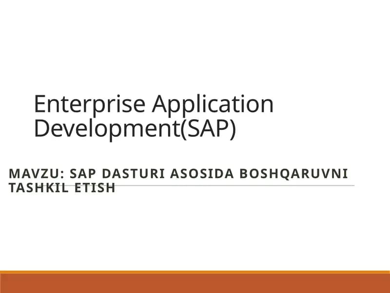 SAP dasturiasosidaboshqaruvnitashkiletish