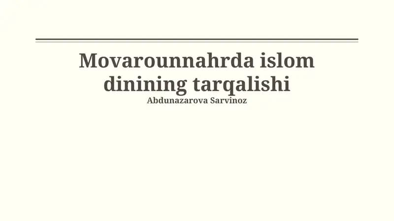 Islomning tinch yo'l bilan tarqalishi