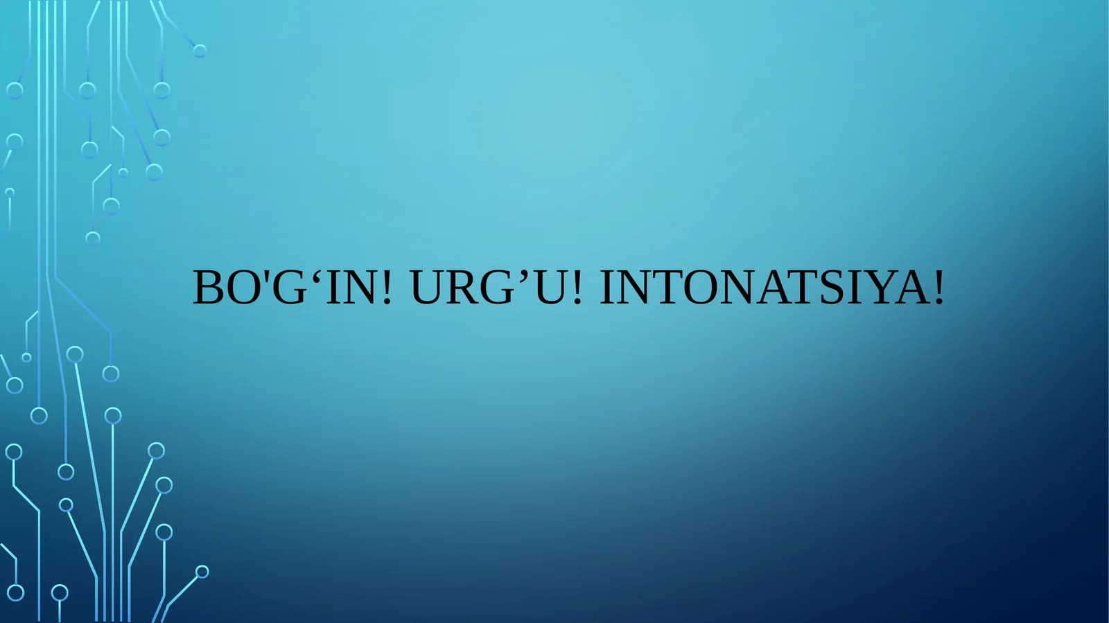 Bo‘g‘in! Urg’u! Intonatsiya!