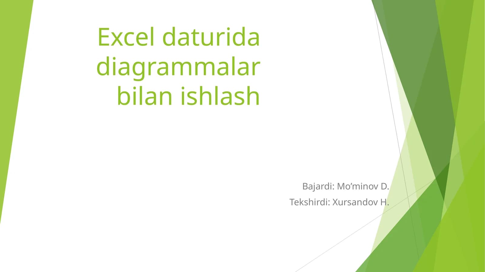 Exceldaturida diagrammalar bilan ishlash
