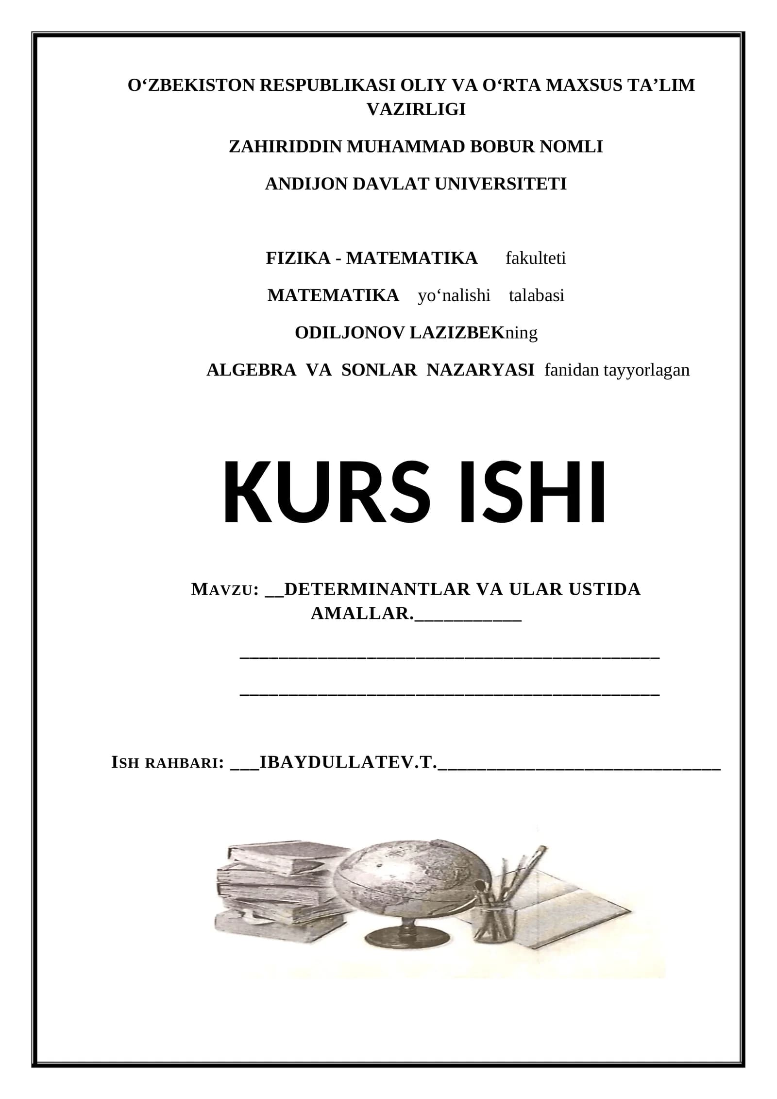 ALGEBRA VA SONLAR NAZARYASI