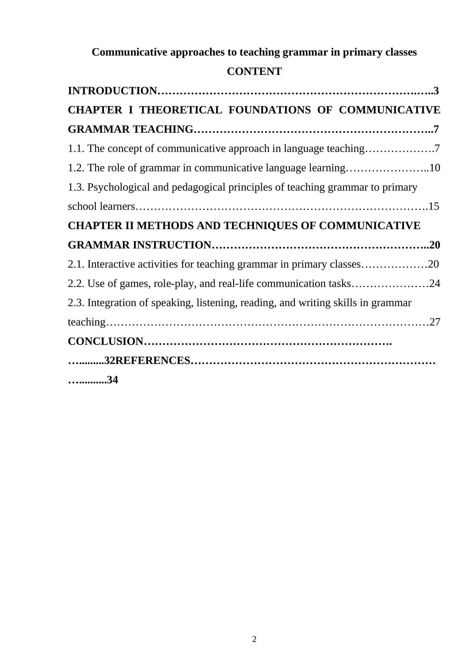 Communicative approaches to teaching grammar in primary classes