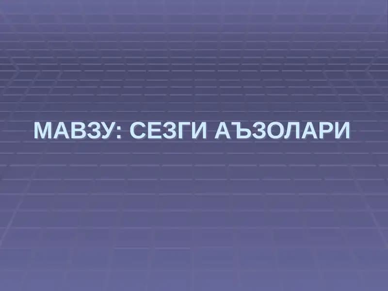 СЕЗГИ АЪЗОЛАРИ