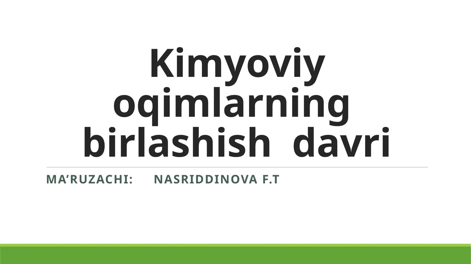 Kimyoviy oqimlarning birlashish davri