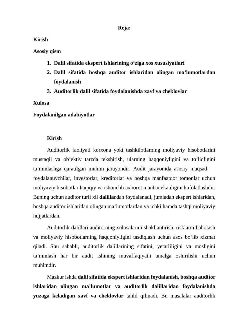 Auditorlik dalillar