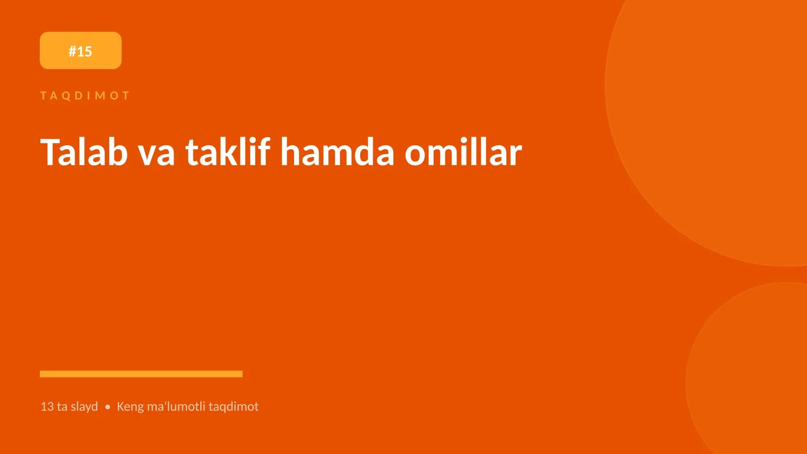 Talab va taklif hamda omillar