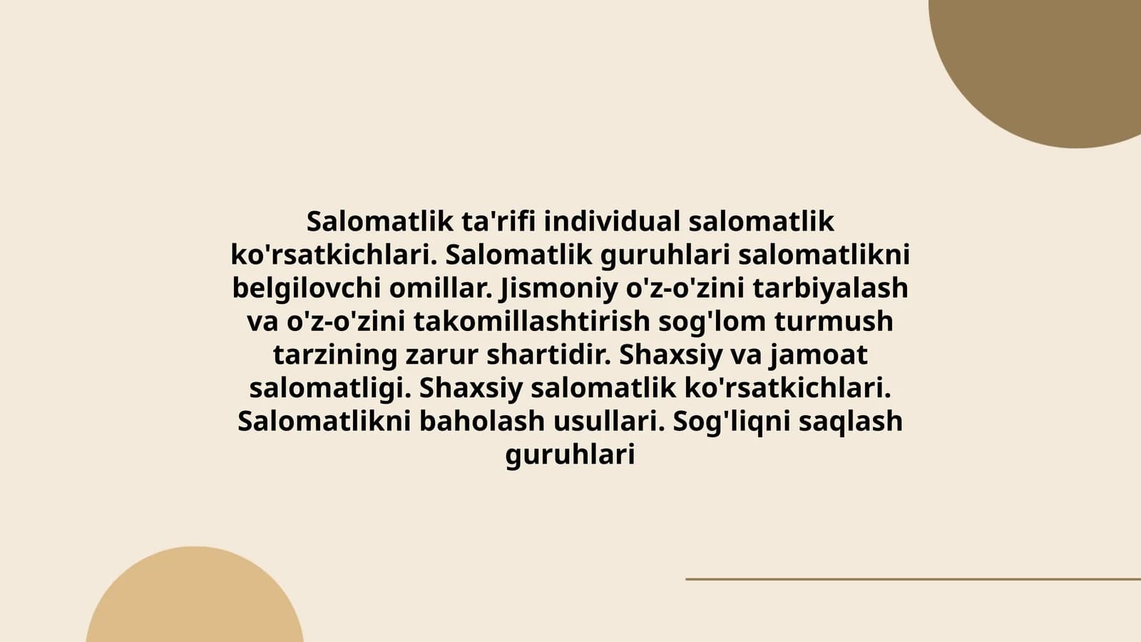 Salomatlik ta'rifi